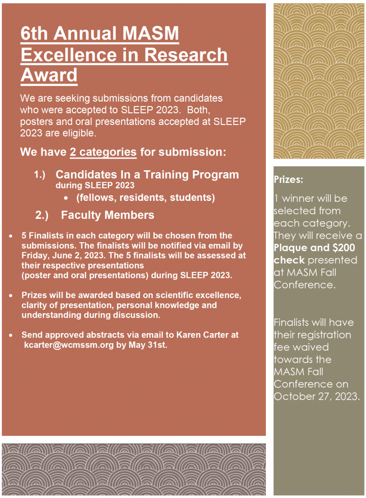 6th Annual MASM Research Award Advertisement